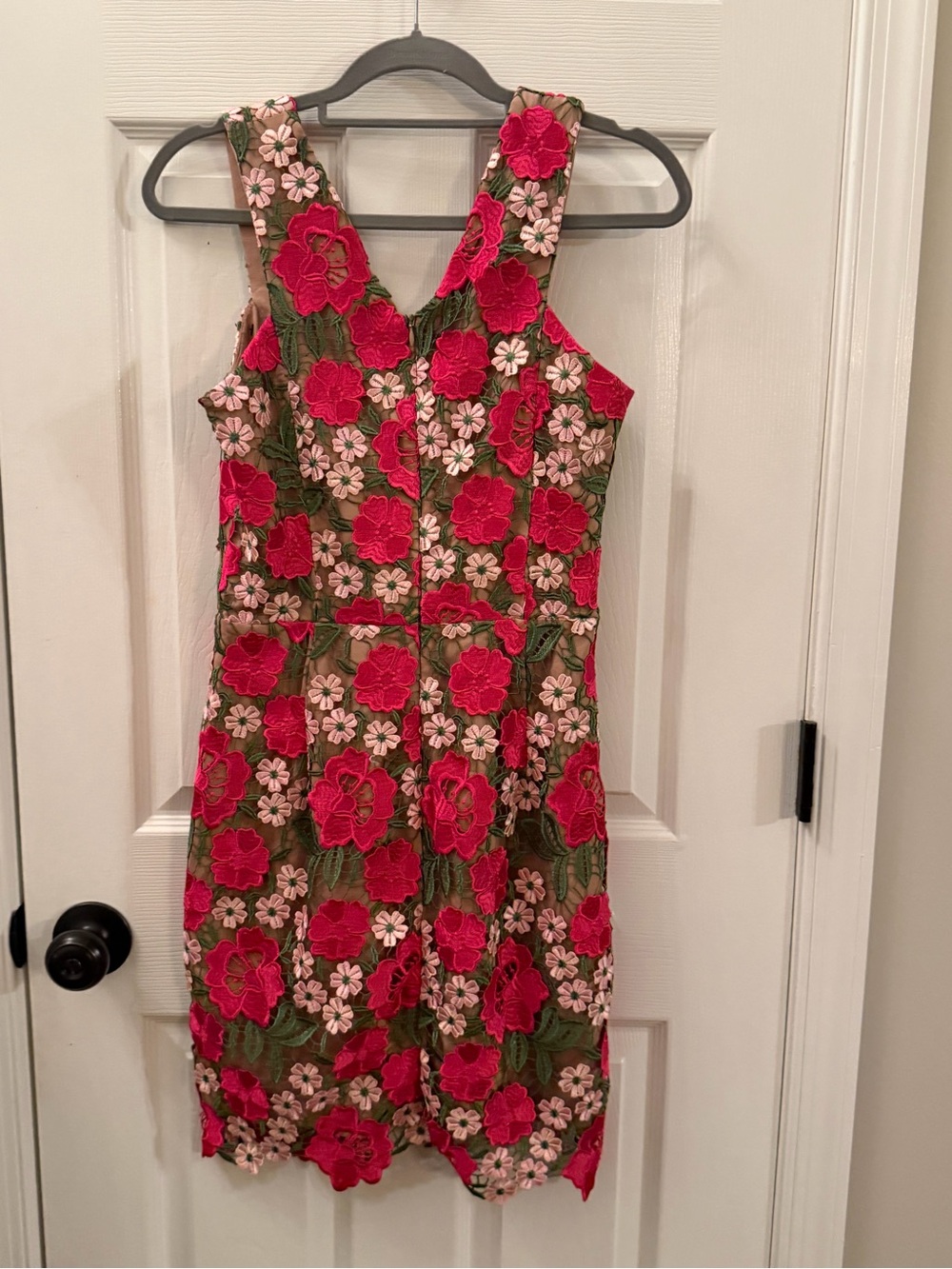 Dress the Population Floral Embroidered Lace Cocktail Dress M Pink Midi USA - Picture 3 of 9
